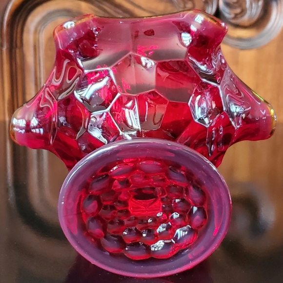 Vntg Art Glass Amberina Honeycomb 6 1/4" Compote by Viking - Picture 6 of 7